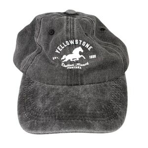 Yellowstone Dutton Ranch Montana Baseball Cap Washed Black Horse Logo Adjustable